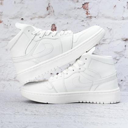 کفش کتانی زنانه نایک ایر جردن 1 ساق‌دار سفید (Nike Air Jordan 1 White) کد 2341