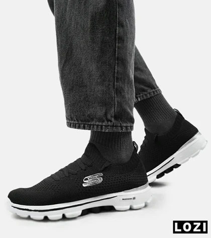 کفش کتانی بزرگ پا مشکی سفید اسکیچرز SKECHERS