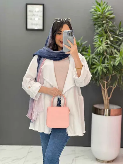 مانتو کتان یقه آمریکایی