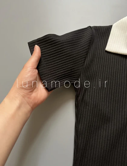 تیشرت کراپ یقه شکاری اولدمانی