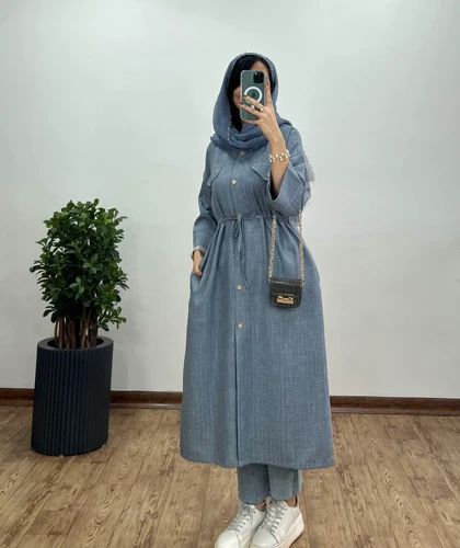 مانتو بلند کمر گت دار المیرا (ارسال رایگان)