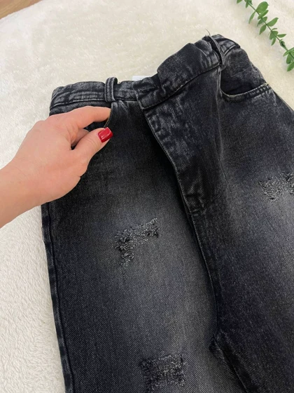 شلوار جین نیم بگ نینا (ذغالی)