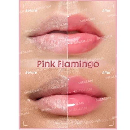 لیپ گلاس حجم دهنده شیگلم مدل Booster shine رنگ Pink Flamingo