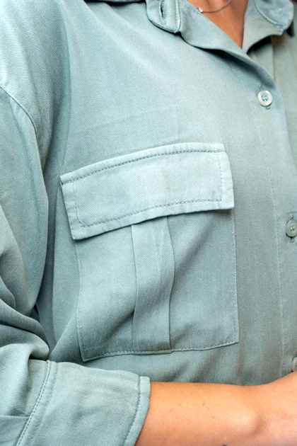 شومیز جیب‌دار آستین سه ربع رگولار زنانه