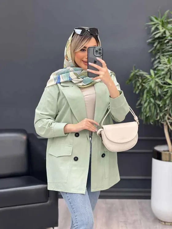 مانتو لینن چهاردکمه پشت پاگن