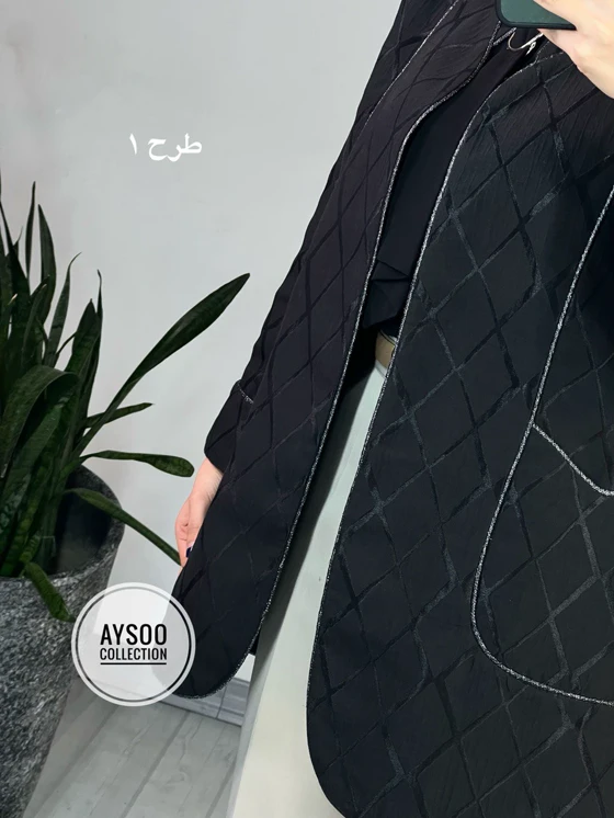 مانتو ژاکارد مغزی دوزی مشکی