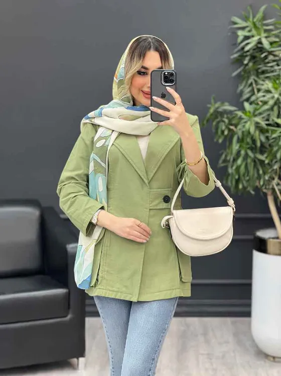 مانتو لینن کمر کش تک دکمه