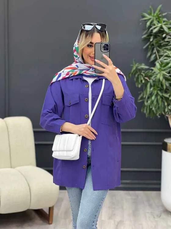 مانتو لینن چهار جیب برش‌دار