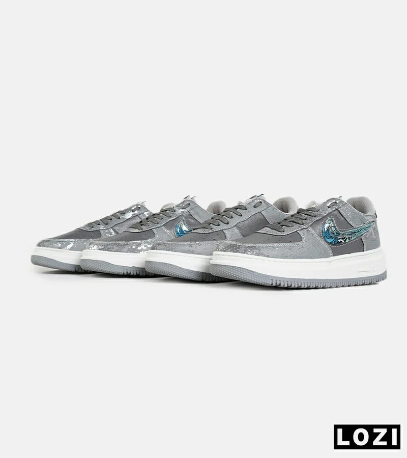 کفش کتانی مردانه و زنانه طوسی آبی NIKE dunk low steam puppet مدل 7220