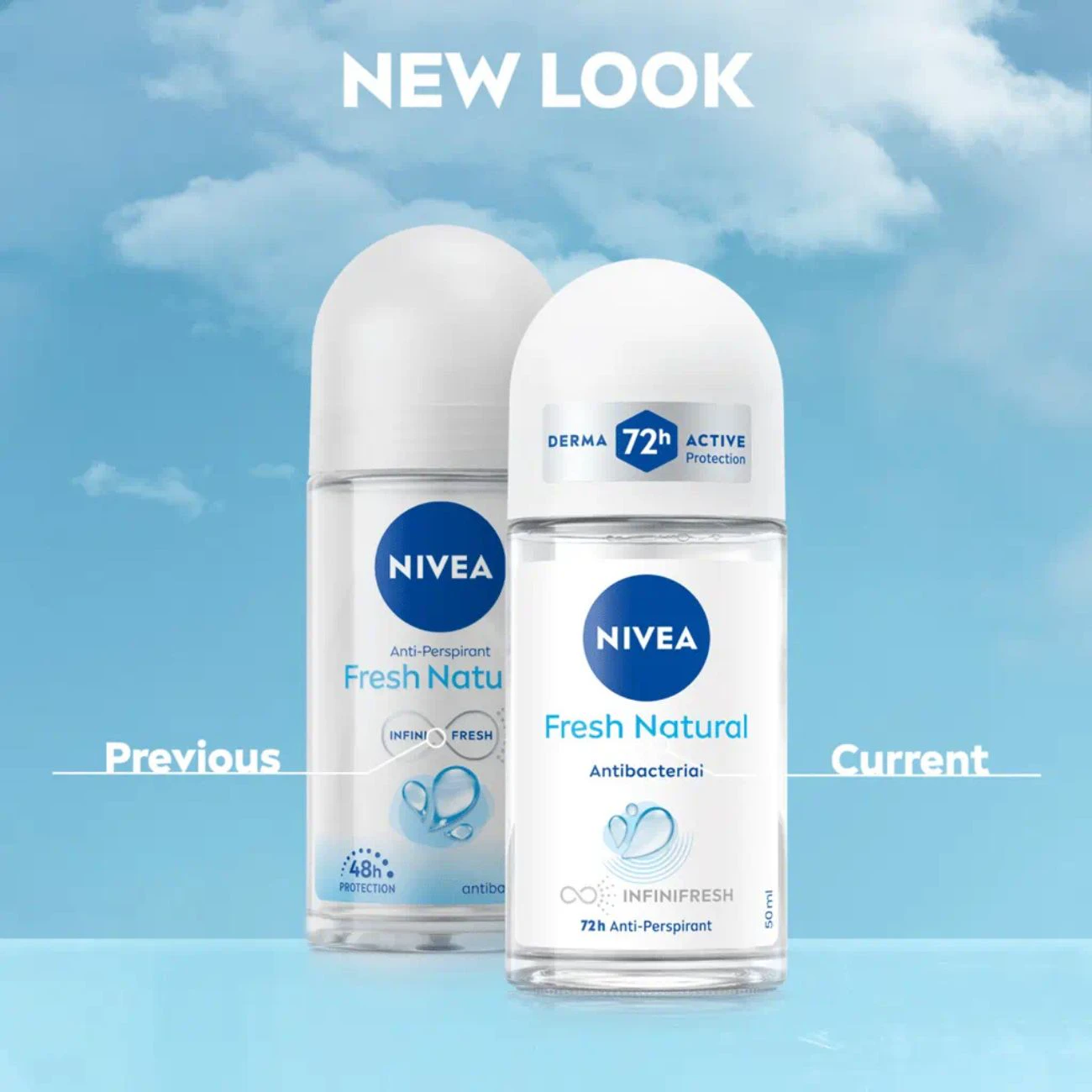 رول ضد تعریق زنانه نیوآ NIVEA مدل Fresh Natural 72H آنتی باکتریال 50ml