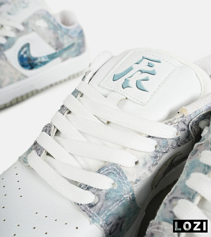 کفش کتانی مردانه و زنانه طوسی سفید آبی نایک NIKE dunk low steam puppet مدل 7204