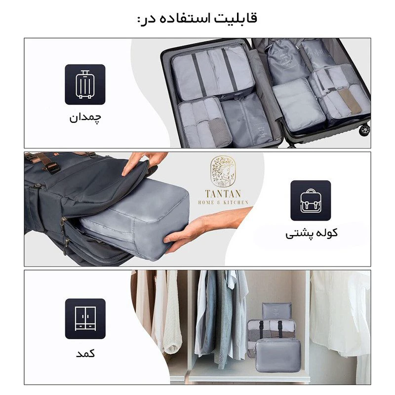 نظم دهنده ساک و چمدان تن تن مدل Colorful Life مجموعه 7 عددی