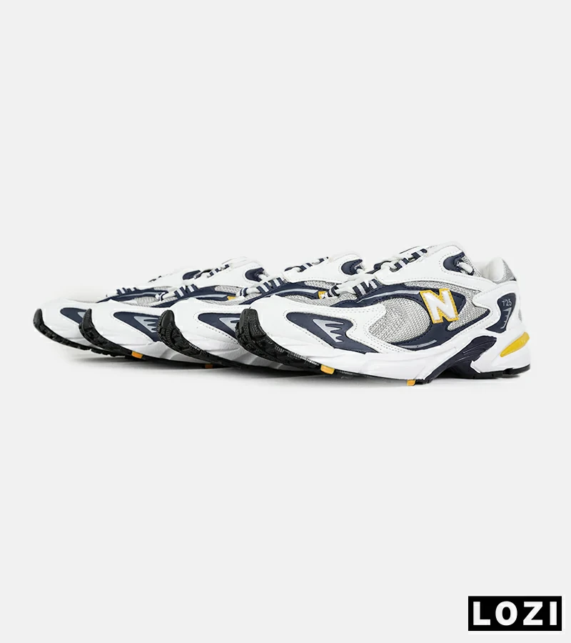 کفش کتانی مردانه و زنانه طوسی زرد مشکی NEW BALANCE 725 مدل 7387