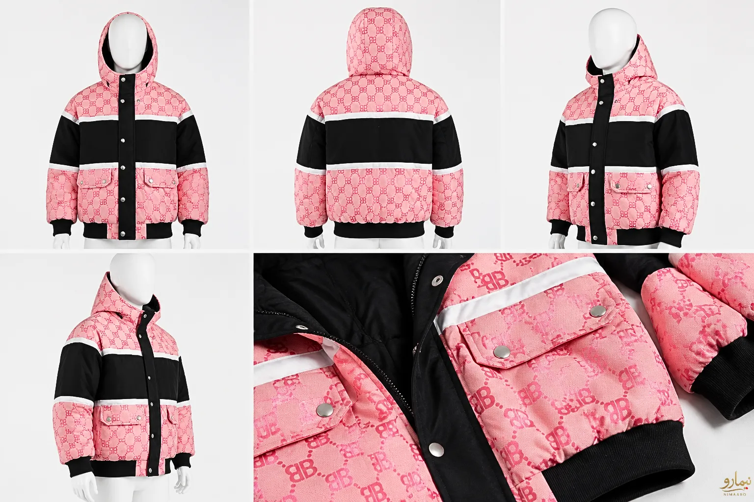 کاپشن ترکیبی نوار دوزی Balenciaga