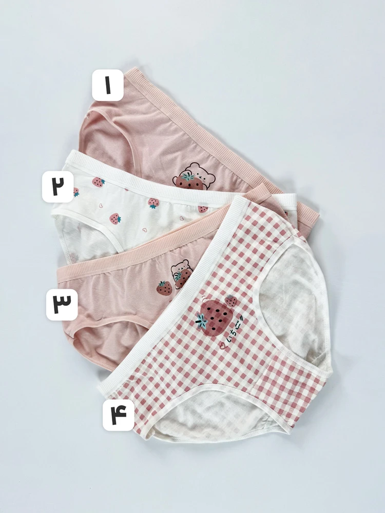 شورت اسلیپ نخ پنبه عروسکی طرح خرس و توت فرنگی