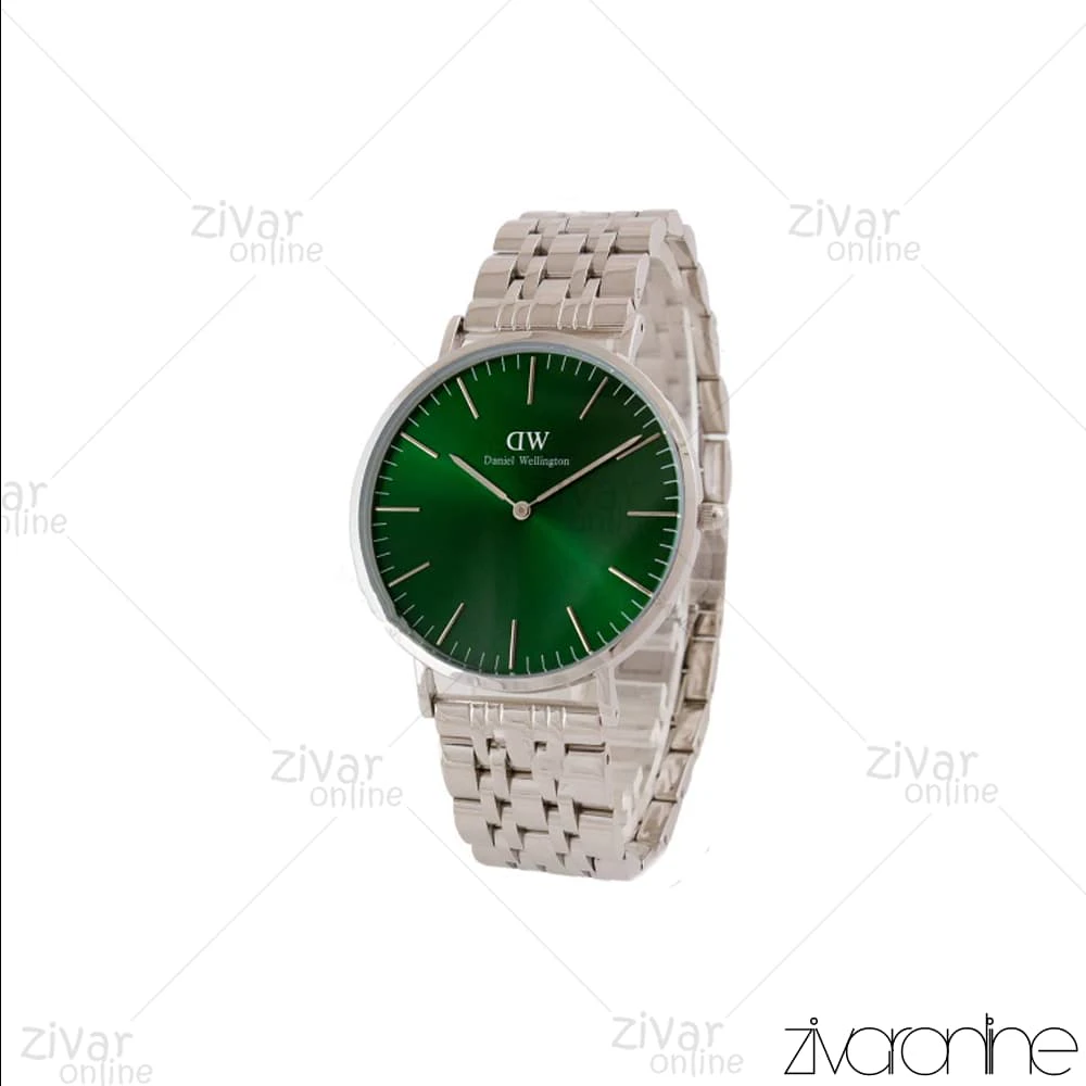 ساعت دنیل ولینگتون مردانه سیلور صفحه سبز خطی 104859