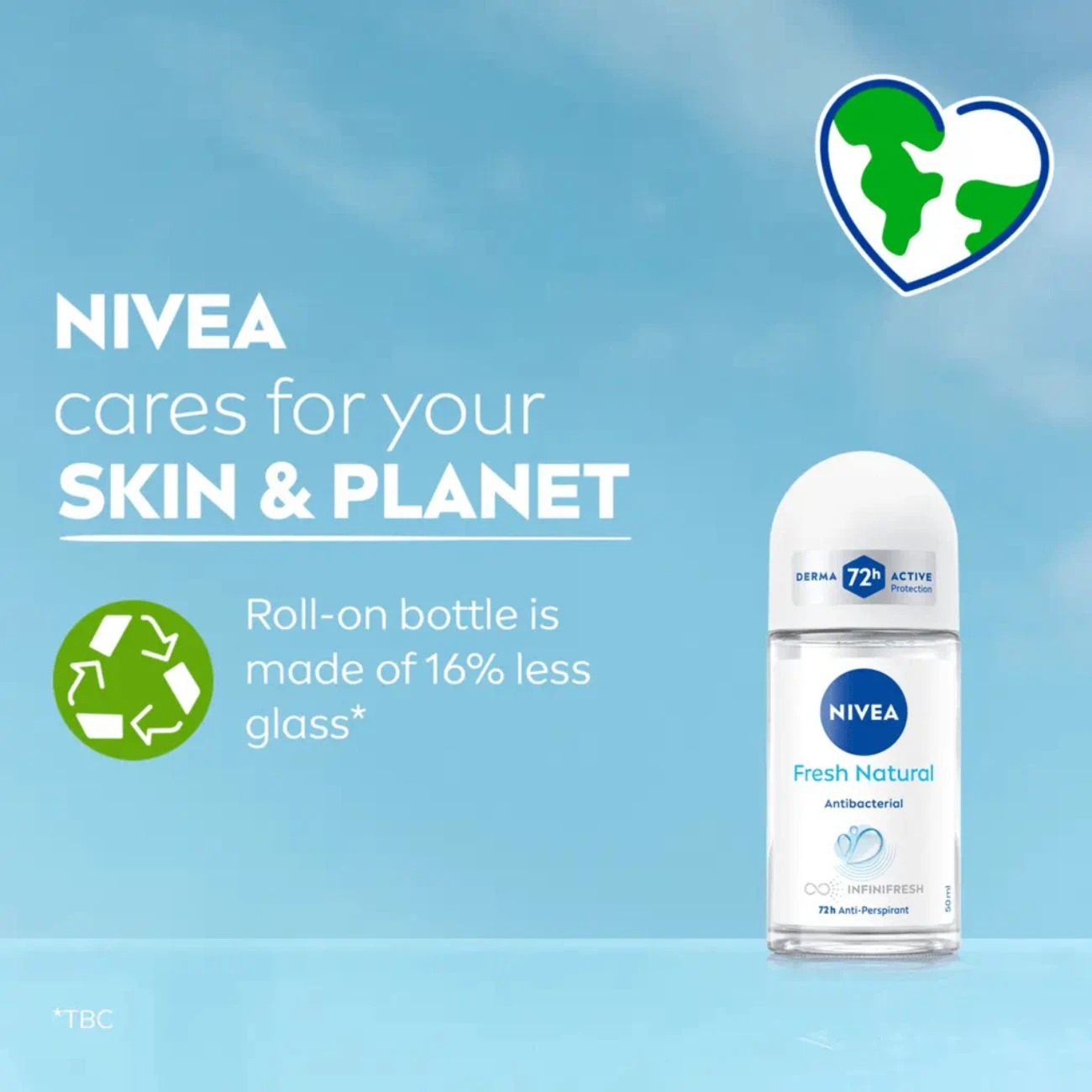 رول ضد تعریق زنانه نیوآ NIVEA مدل Fresh Natural 72H آنتی باکتریال 50ml