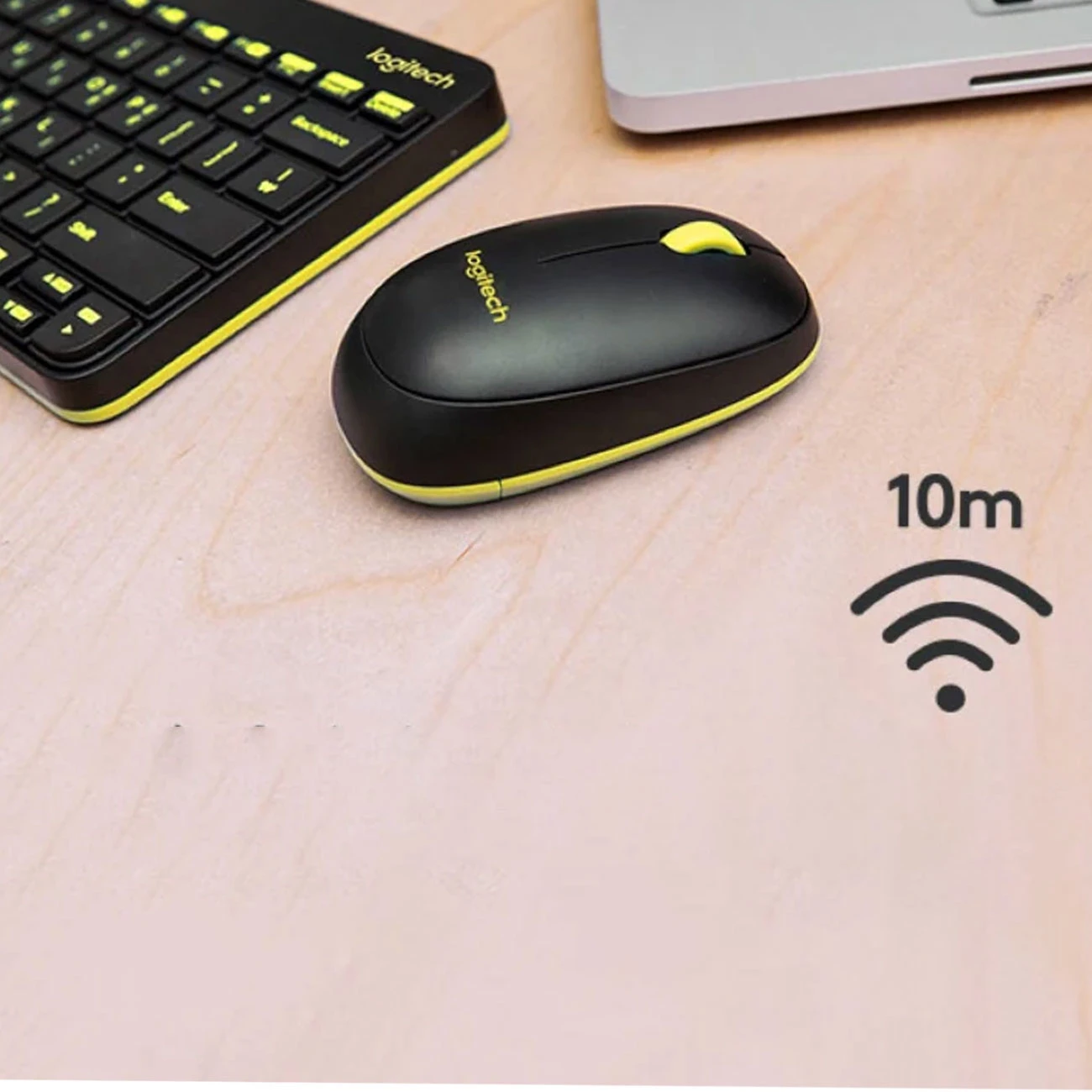 کیبورد و ماوس بی سیم لاجیتک logitech مدل MK240 سفید و قرمز روشن