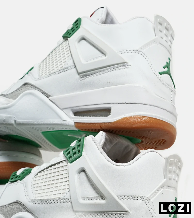کتانی ساق‌دار زنانه و مردانه سفید سبز Nike air jordan 4 مدل 6833