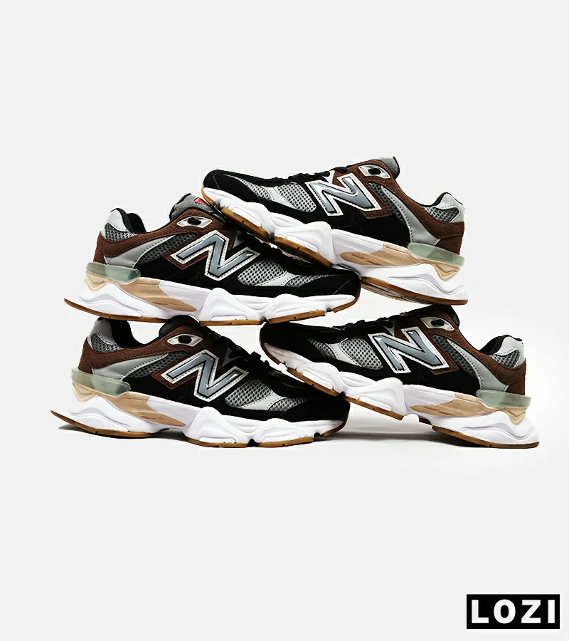 کفش کتانی مردانه و زنانه مشکی طوسی قهوه ای NEW BALANCE 9060 مدل 4973