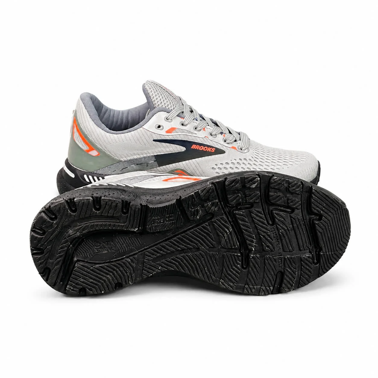 کفش کتانی رانینگ مردانه بروکس طوسی مشکی نارنجی Brooks