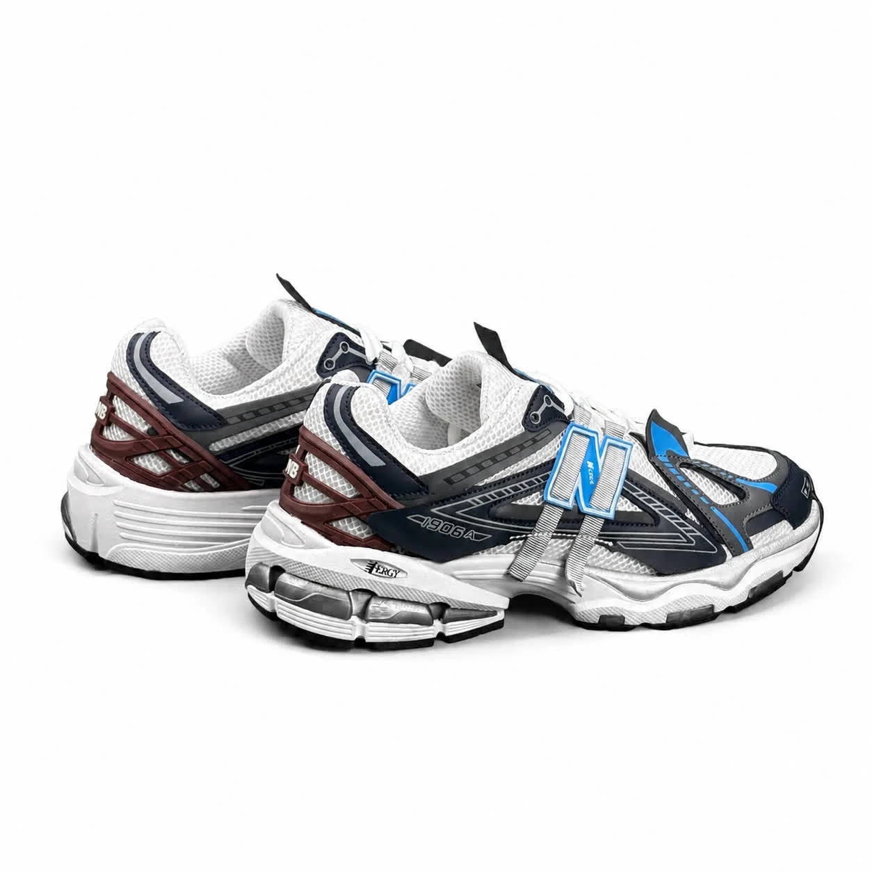کتانی مردانه نیوبالانس 1906 طوسی آبی سفید New BALANCE 1906A