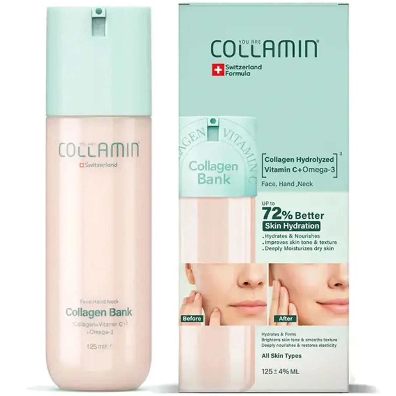 کرم کلاژن بانک کلامین حاوی امگا 3 و ویتامین C کلامین COLLAMIN حجم 125ml