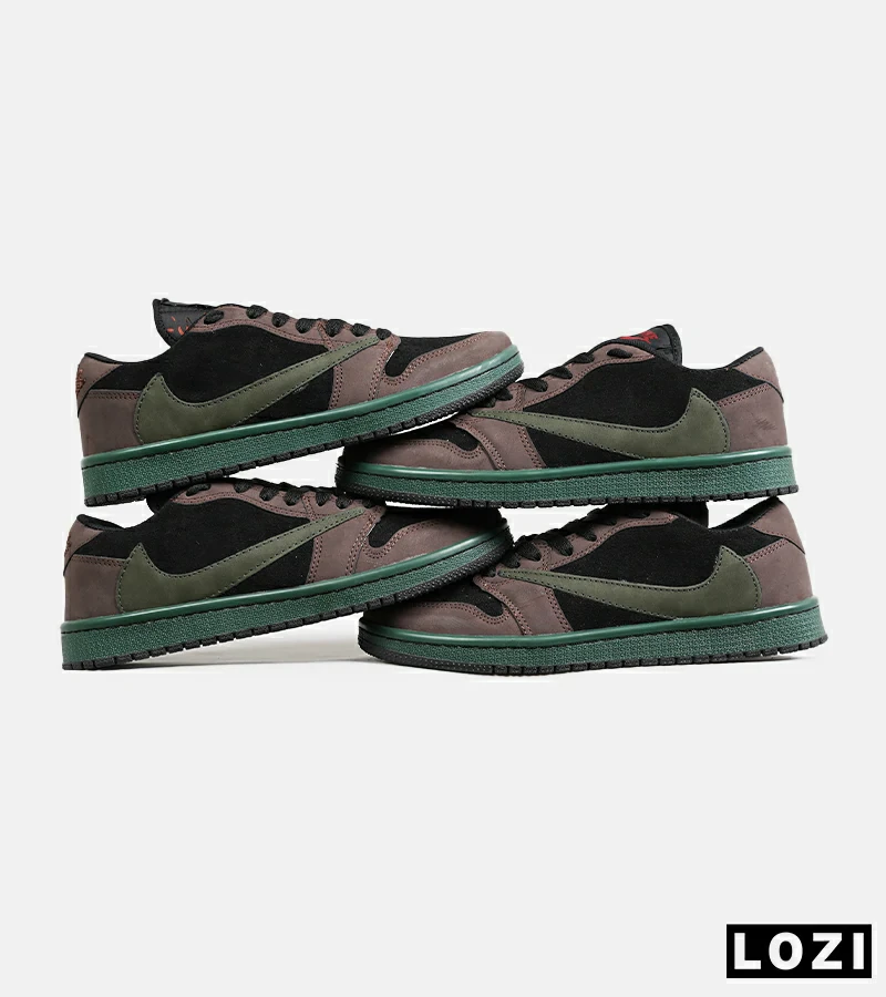 کفش کتانی مردانه قهوه ای مشکی سبز NIKE travis scott مدل 7112