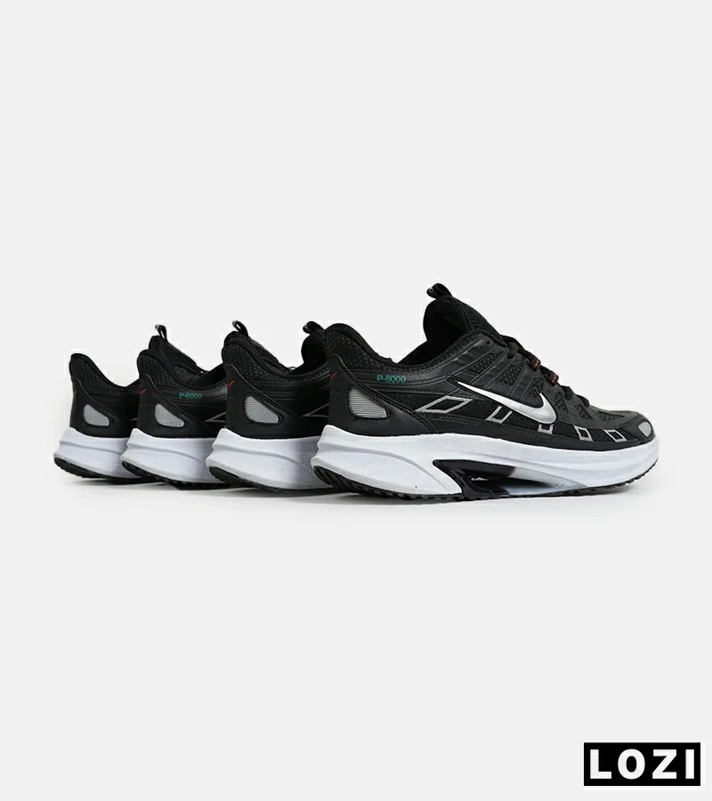 کفش کتانی مردانه و زنانه مشکی نقره ای نایک NIKE P-6000 مدل 6350