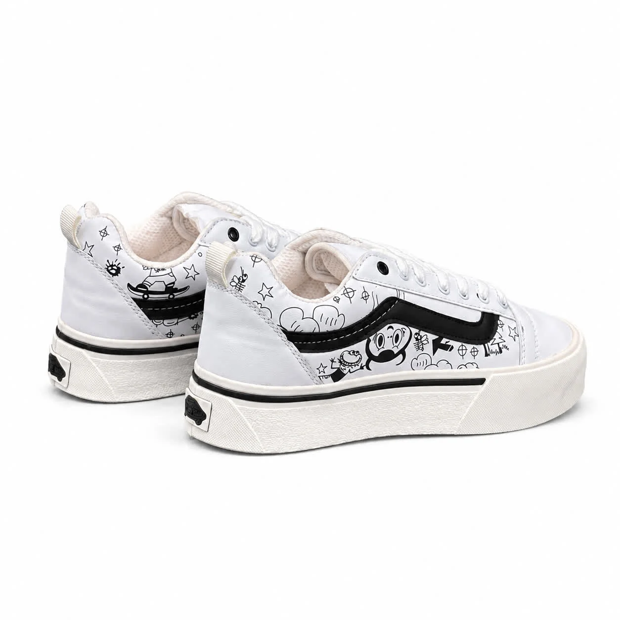 کفش کتانی مردانه ونس اولداسکول کنو کاستوم سفید مشکی Vans oldskool Knu
