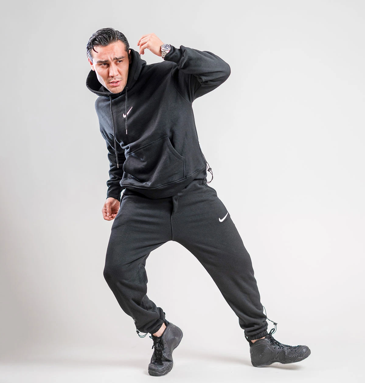 ست هودی و شلوار جاگر نایک مشکی