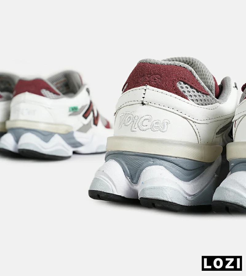 کفش کتانی مردانه و زنانه سفید قرمز طوسی NEW BALANCE 9060 مدل 7315