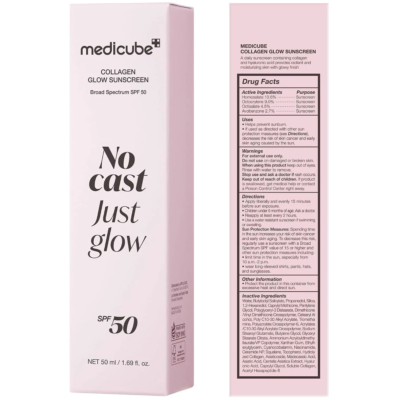ضد آفتاب کلاژن گلو مدی کیوب medicube اصل حجم 50ml با SPF 50 بی رنگ