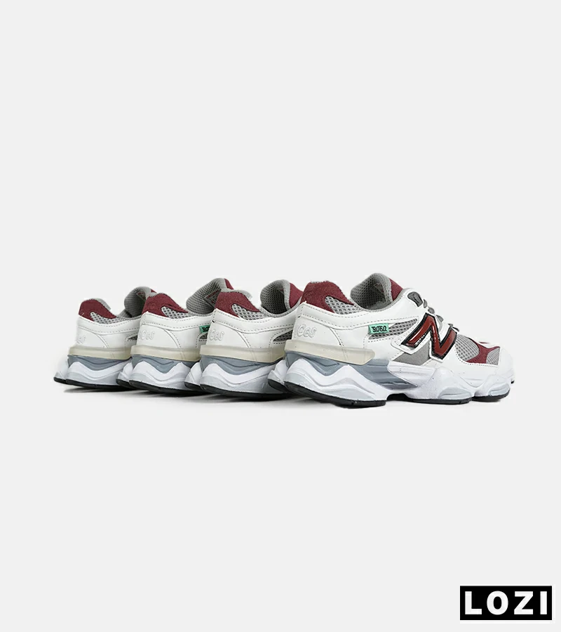 کفش کتانی مردانه و زنانه سفید قرمز طوسی NEW BALANCE 9060 مدل 7315