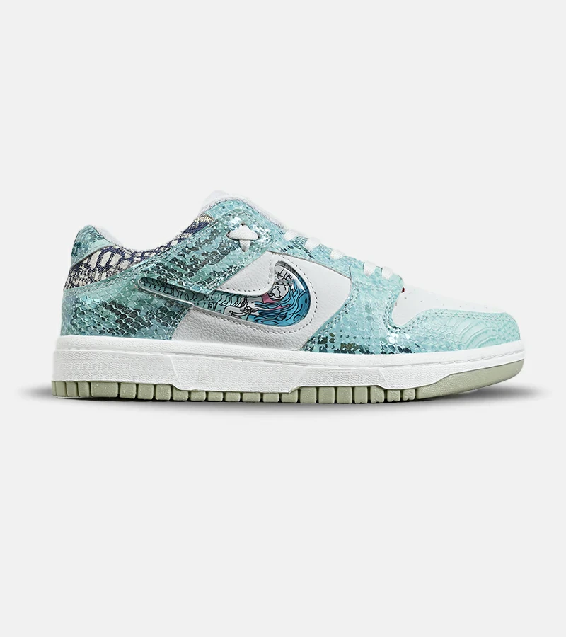 کفش کتانی مردانه و زنانه آبی سفید NIKE dunk low steam puppet مدل 7225