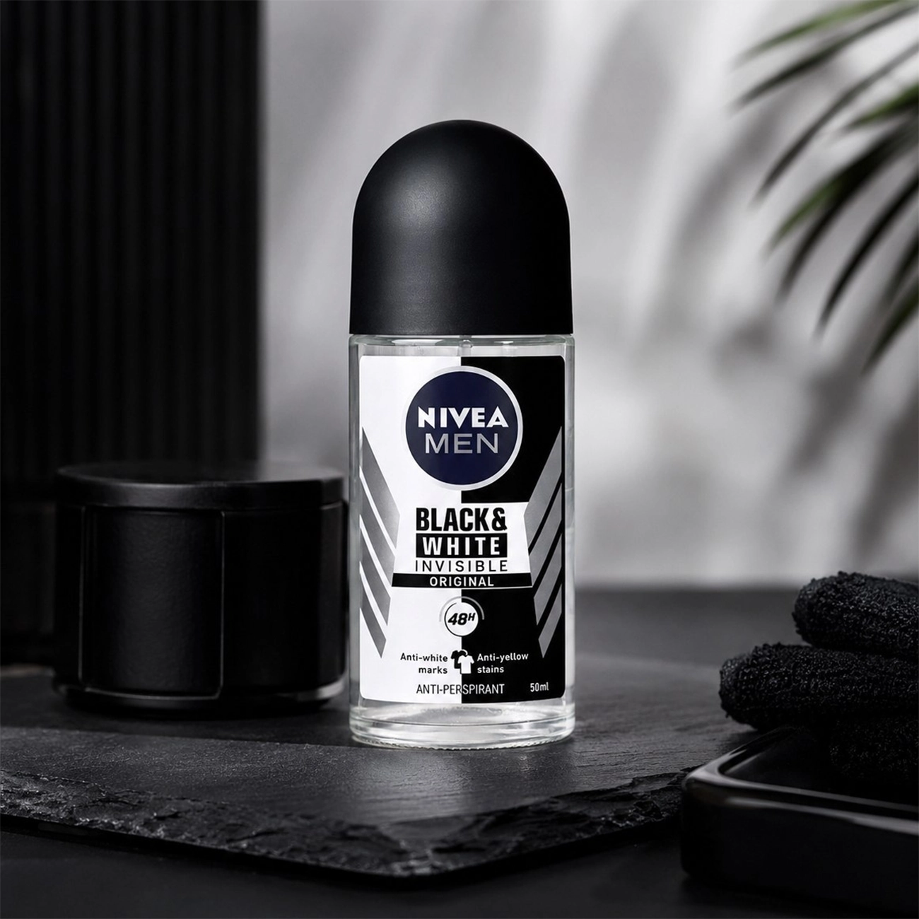 رول ضد تعریق مردانه نیوآ مدل Black & White Invisible Original ماندگاری 48 ساعته