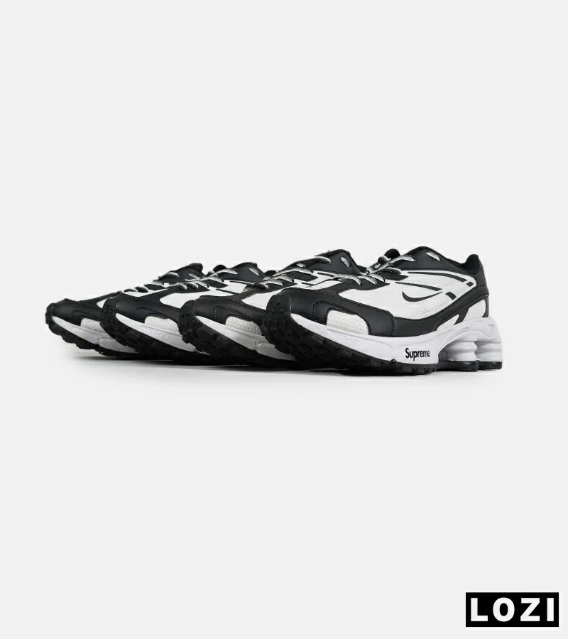 کفش کتانی مردانه سفید مشکی نایک NIKE x SUPREME shox ride 2 مدل 7098