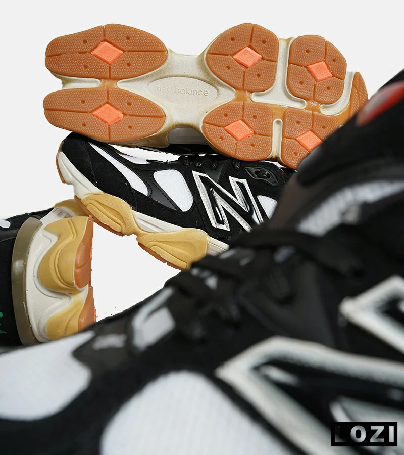 کفش کتانی مردانه و زنانه مشکی سفید خردلی NEW BALANCE 9060 مدل 6910