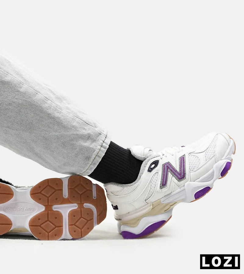 کفش کتانی مردانه و زنانه سفید بنفش NEW BALANCE 9060 مدل 2153