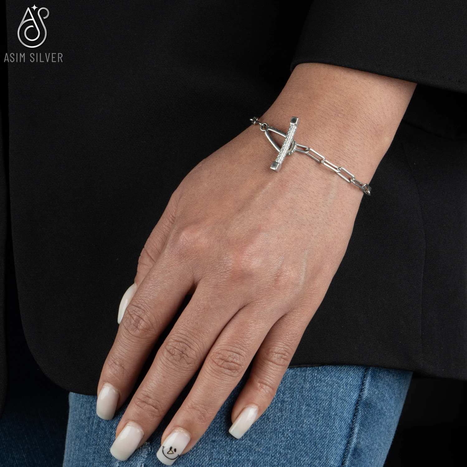 دستبند نقره تی بار