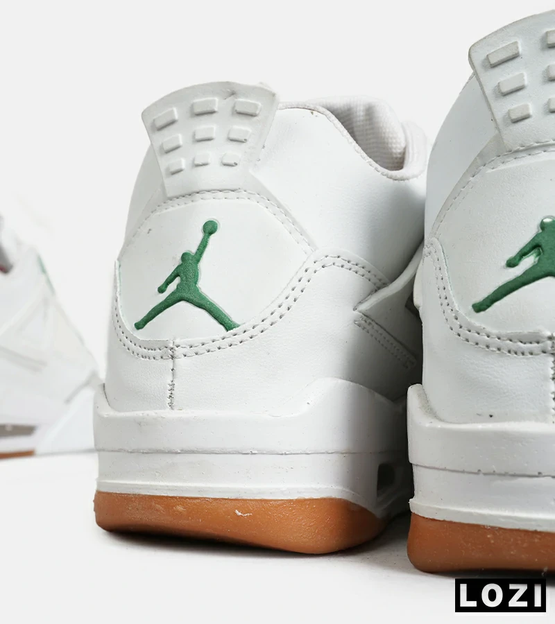 کتانی ساق‌دار زنانه و مردانه سفید سبز Nike air jordan 4 مدل 6833