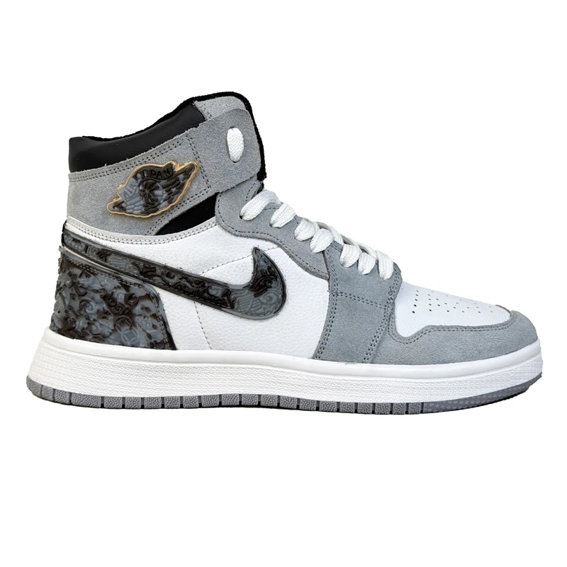 کتانی اسپرت مردانه مدل نایک ایرجردن1 ساق‌دار Nike Air jordan1 رنگ طوسی کد 51402