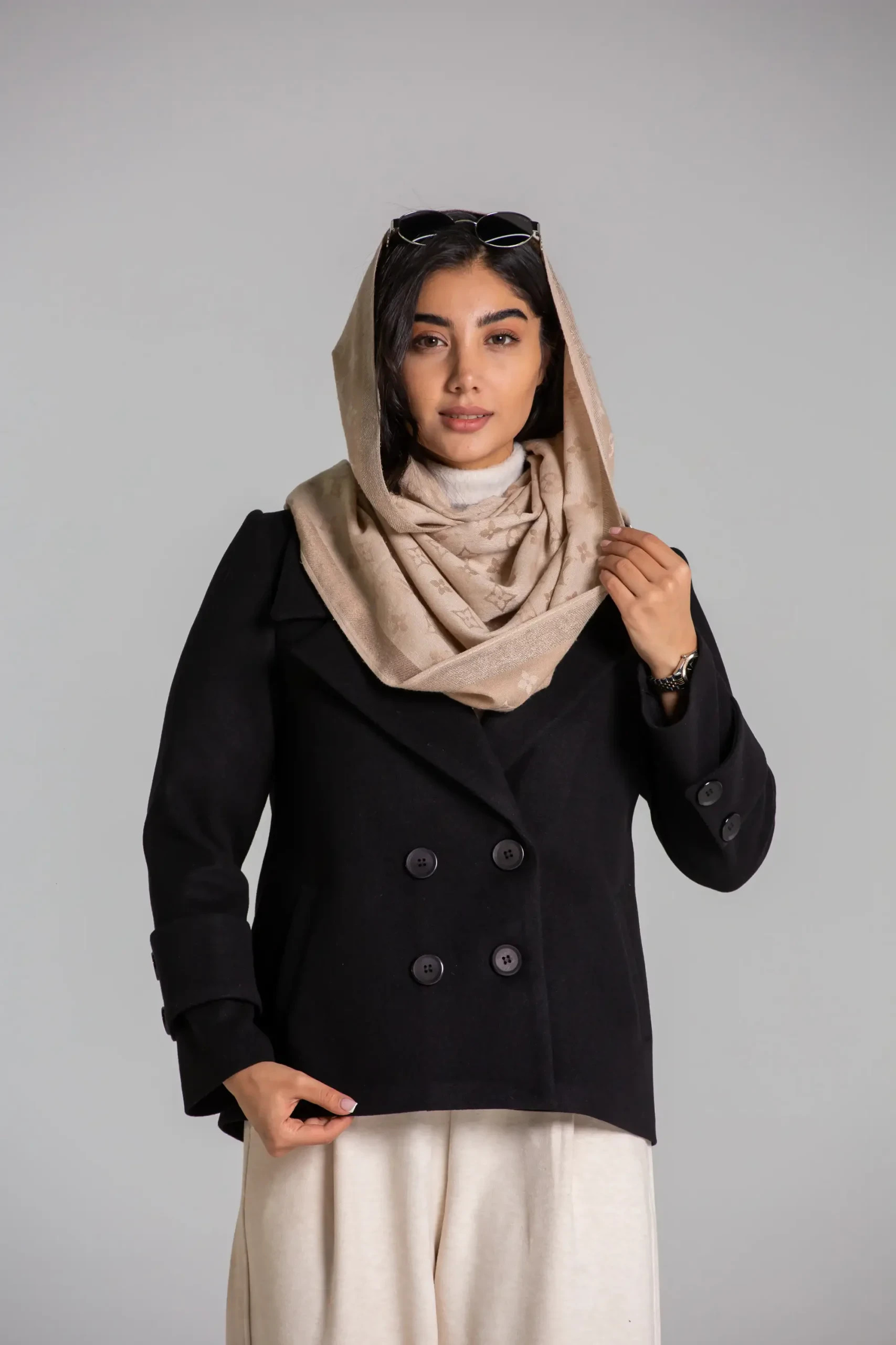 پالتو کت فوتر کراپ 4 دکمه (مشکی)