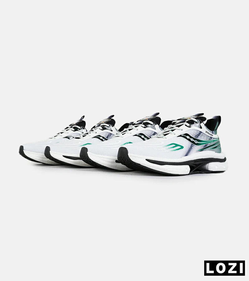 کفش کتانی سفید مشکی سبز Saucony Axon 3 مدل 7401
