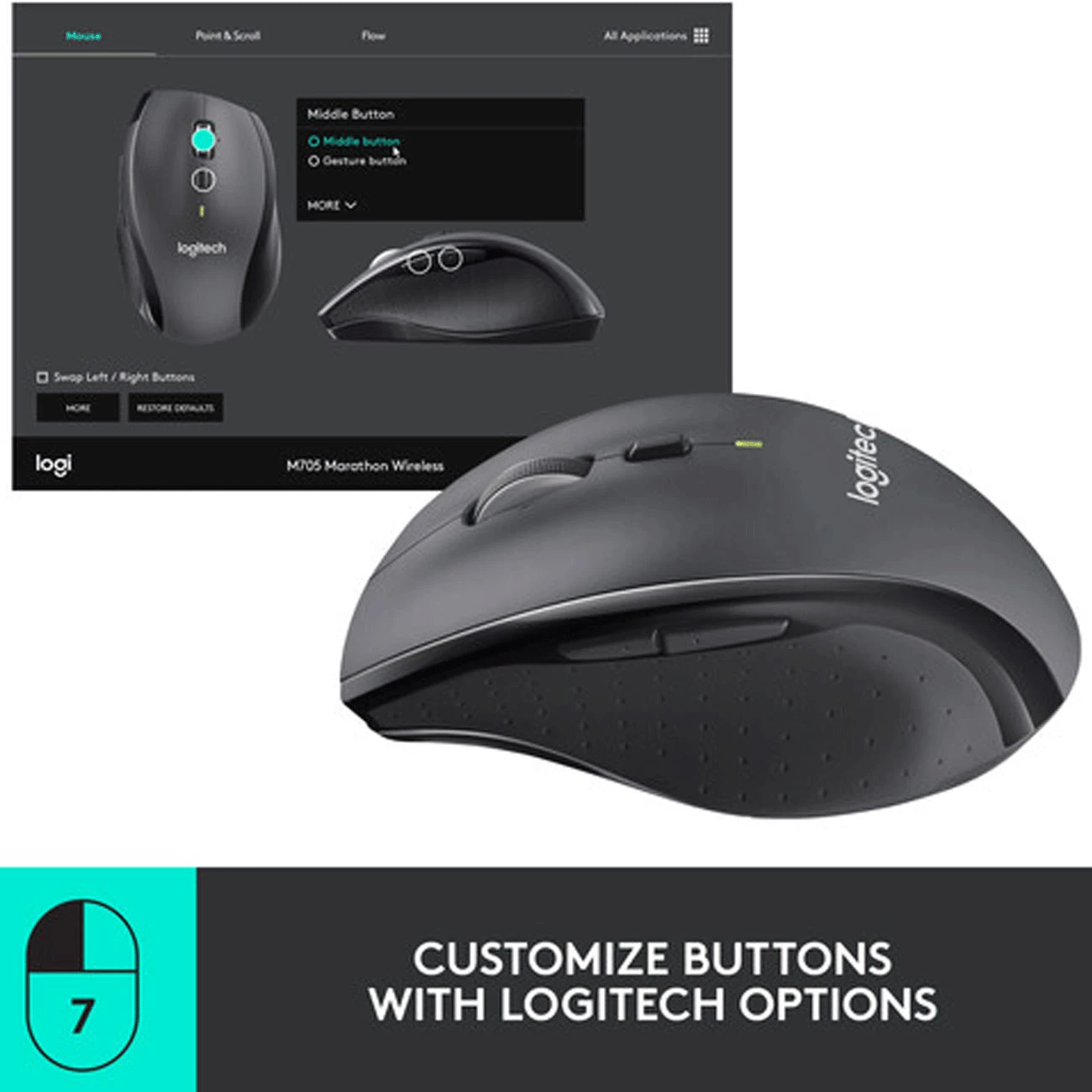 ماوس بی سیم لاجیتک Logitech مدل M705 با اسکرول دو حالته