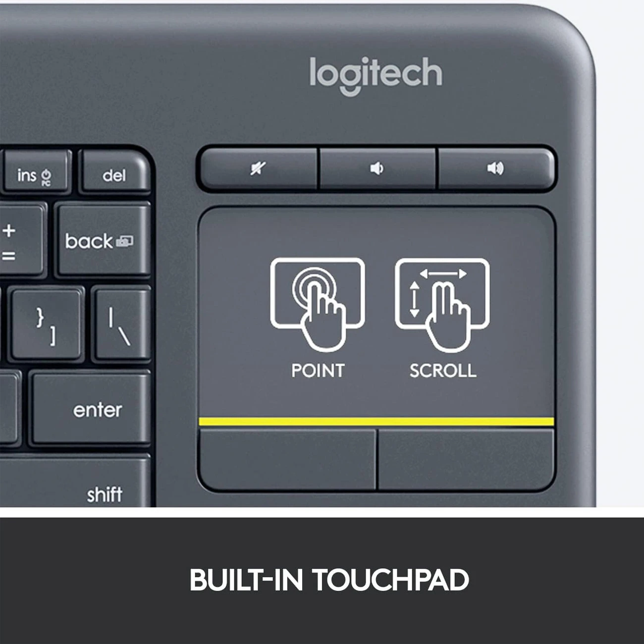 کیبورد بی سیم لاجیتک Logitech مدل K400 Plus با تاچ پد یکپارچه