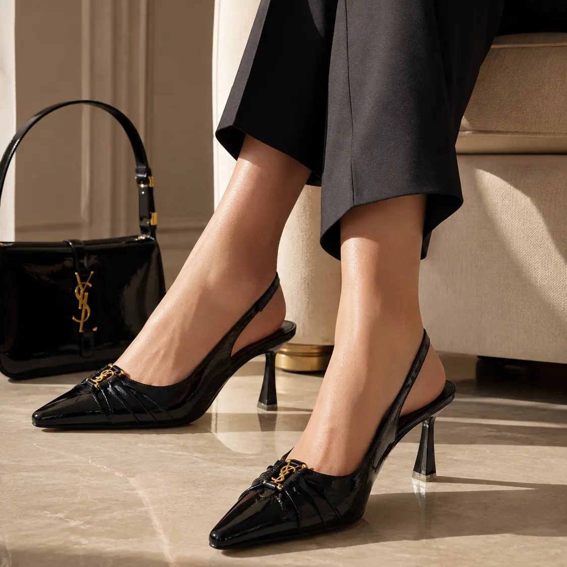 پاشنه‌بلند YSL مشکی کد ZO136