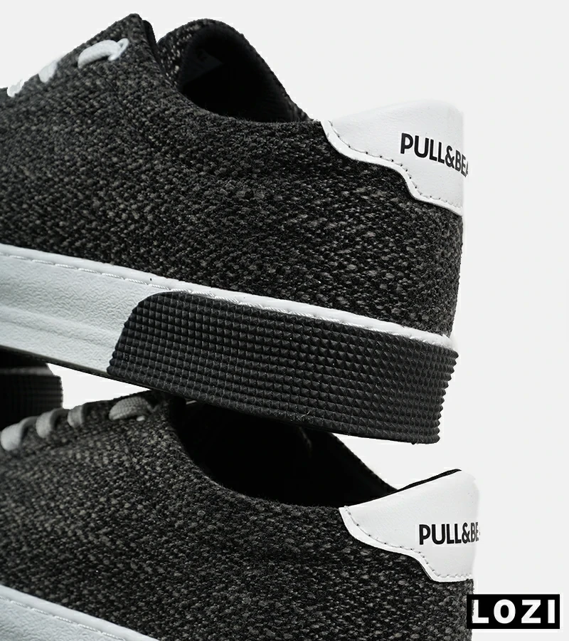 کفش کتانی مردانه مشکی سفید PULL & BEAR مدل 7446