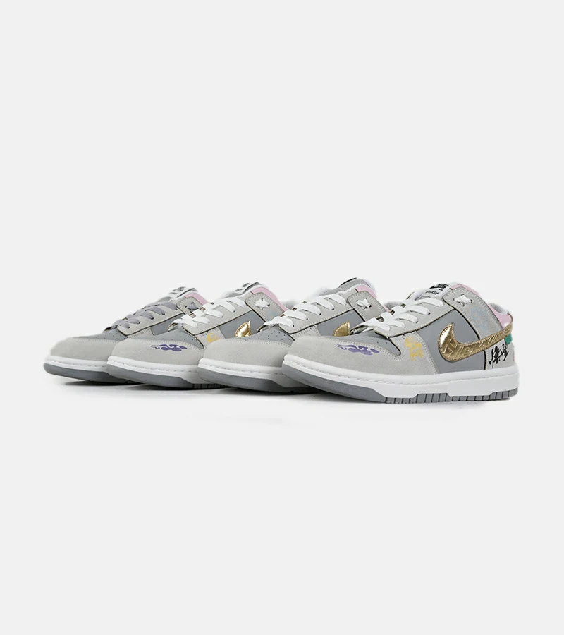 کفش کتانی مردانه و زنانه طوسی طلایی نایک NIKE Dunk Low Remastered مدل 7326