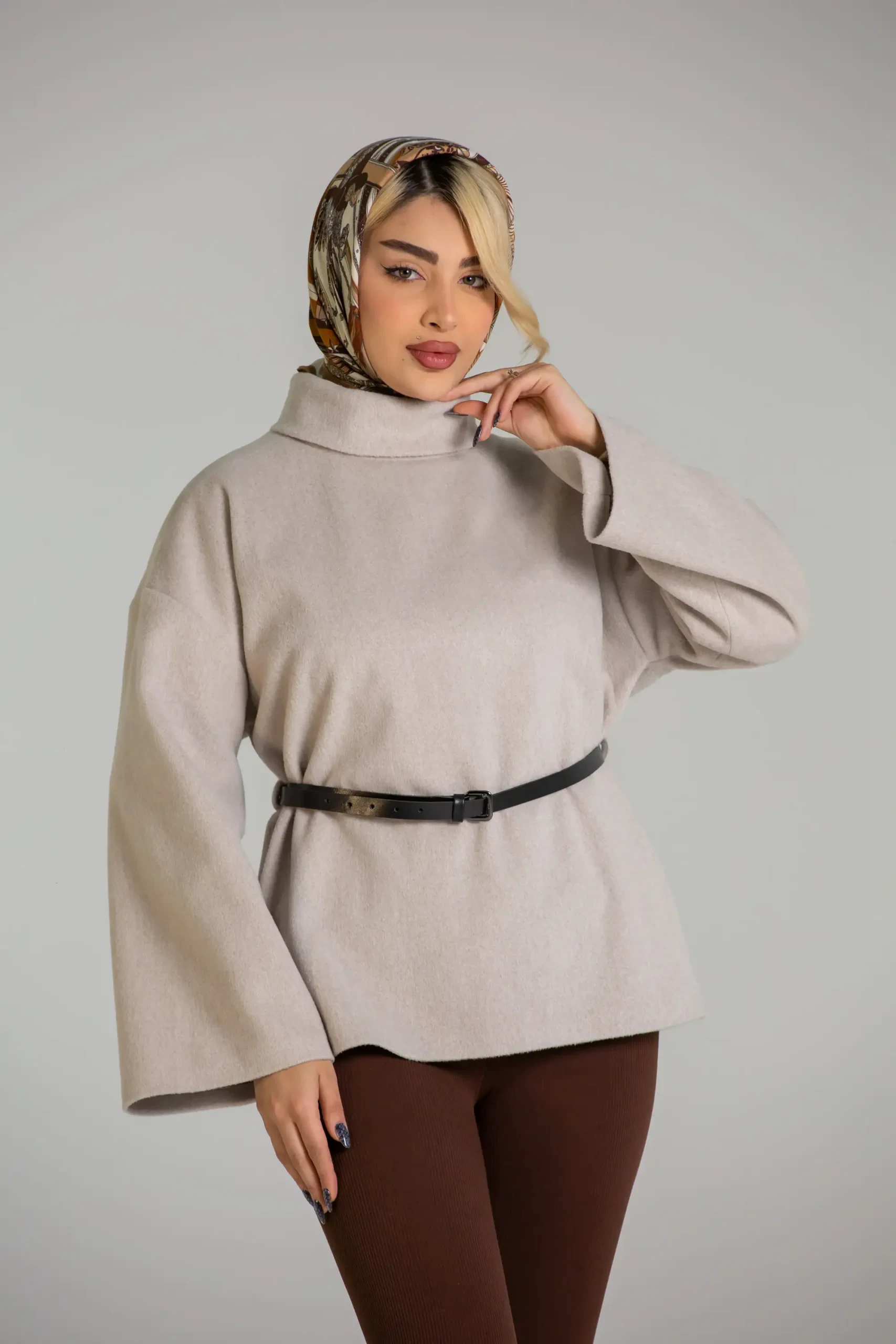 پالتو پانچ موهر nella (کرم روشن)